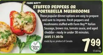 Farm Boy Stuffed peppers or portabella mushrooms offer