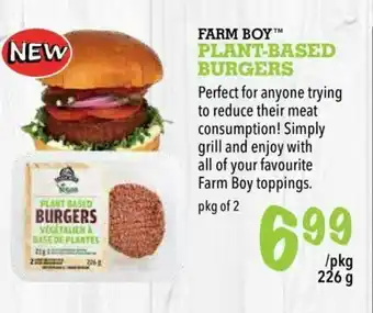 Farm Boy Plant-Based Burgers offer