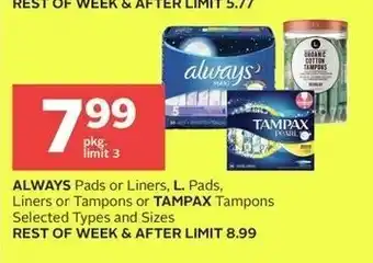 Rexall Always Pads offer