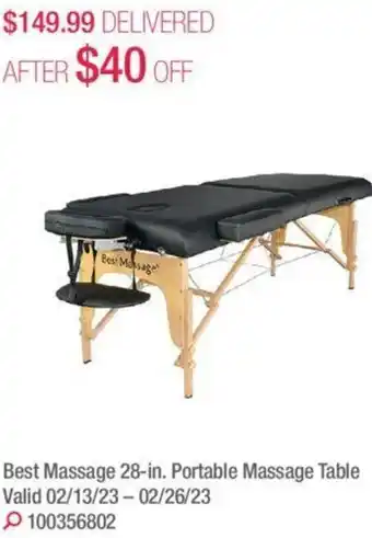 Costco Best massage 28-in. portable massage table offer