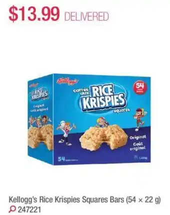 Costco Kellogg's rice krispies squares bars (54x22g) offer