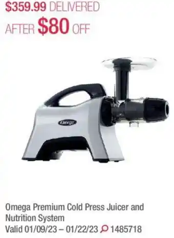 Costco Omega premium cold press juicer and nutrition system offer