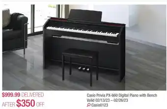 Costco Casio privia PX-860 digital piano with bench offer