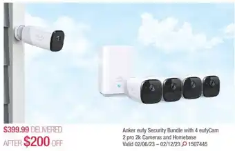 Costco Anker eufy security bundle with 4 eufycam 2 pro 2k cameras and homebase offer