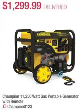 Costco Champion 11,250 watt gas portable generator with remote offer