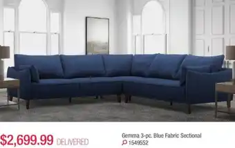 Costco Gemma 3-pc. Blue fabric sectional offer