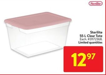 Walmart Sterilite 55 l clear tote offer
