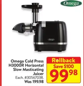 Walmart Omega cold press h3000r horizontal slow masticating juicer offer