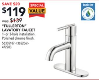Lowe's Pfister "fullerton" lavatory faucet offer