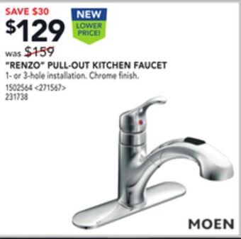 Lowe's Moen "renzo" pull-out kitchen faucet offer