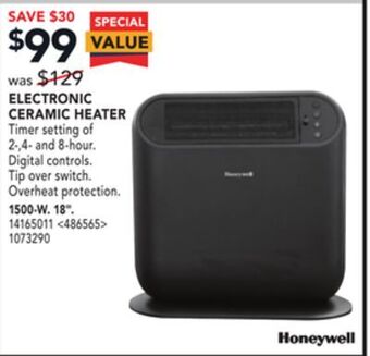 Lowe's Honeywell electronic ceramic heater 18" offer