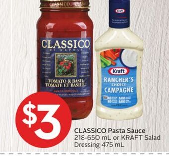 Foodland Classico pasta sauce 218-650 ml or kraft salad dressing 475 ml offer
