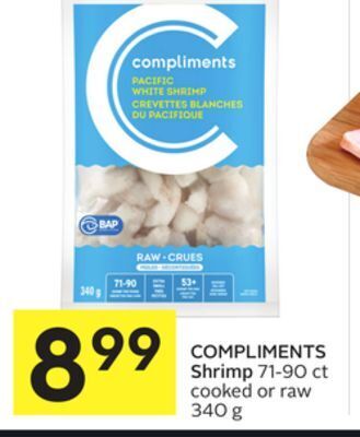 Foodland Compliments shrimp 71-90 ct cooked or raw 340 g offer