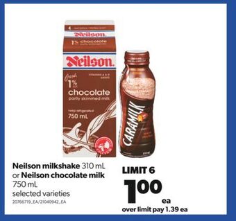 Real Canadian Superstore Neilson milkshake, 310 ml or neilson chocolate, milk 750 ml offer
