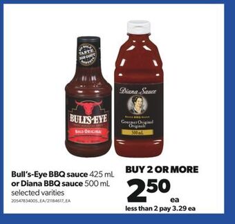 Real Canadian Superstore Bull's-eye bbq sauce, 425 ml or diana bbq sauce, 500 ml offer