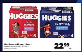 Real Canadian Superstore Huggies super big pack diapers, 36-108's offer