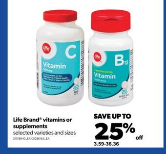 Real Canadian Superstore Life brand® vitamins or supplements offer