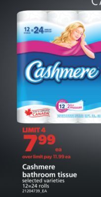 Real Canadian Superstore Cashmere bathroom tissue, 12=24 rolls offer