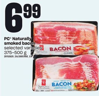 Loblaws Pc® naturally smoked bacon, 375-500 g offer
