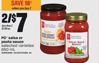 Loblaws Pc® salsa or pasta sauce, 650 ml offer