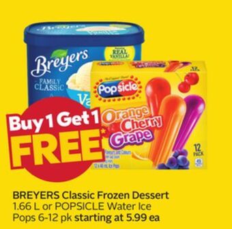 Sobeys Breyers classic frozen dessert offer