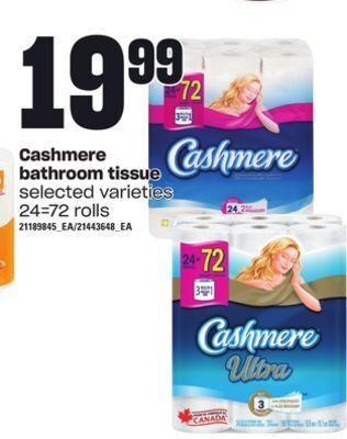 Loblaws Cashmere bathroom tissue, 24=72 rolls offer
