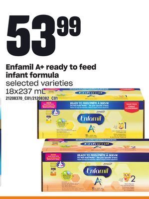 Loblaws Enfamil a+ ready to feed infant formula, 18x237 ml offer