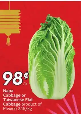 Sobeys Napa cabbage or taiwanese flat cabbage offer