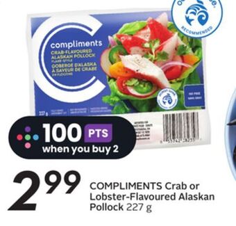 Sobeys Compliments crab or lobster-flavoured alaskan pollock offer