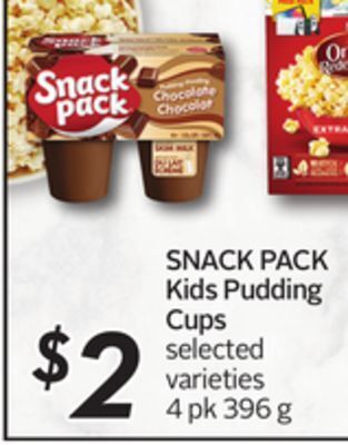 Sobeys Snack pack kids pudding cups offer