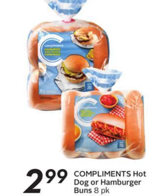 Sobeys Compliments hot dog or hamburger buns offer