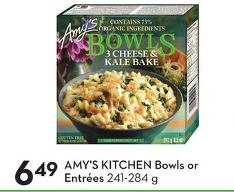 Sobeys Amy's kitchen bowls or entrées offer