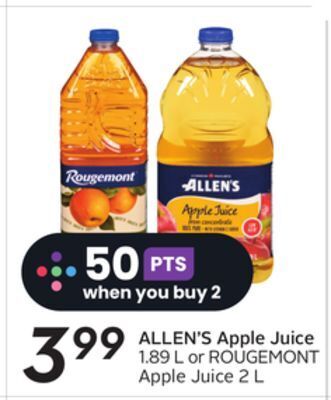 Sobeys Allen's apple juice offer