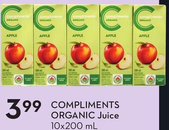 Sobeys Compliments organic juice offer