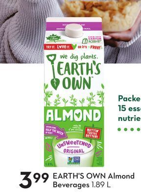 Sobeys Earth's own almond beverages offer