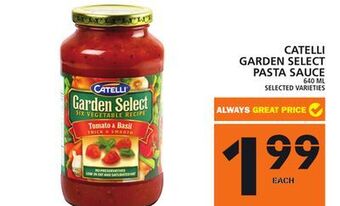 Food Basics Catelli garden select pasta sauce offer