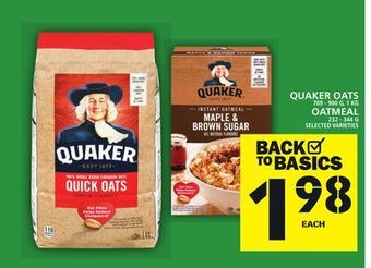 Food Basics Quaker oats or oatmeal offer