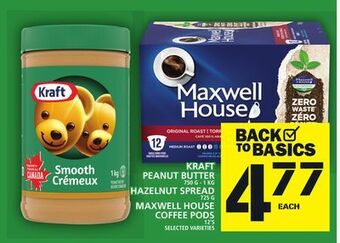 Food Basics Kraft peanut butter or hazelnut spread or maxwell house coffee pods offer
