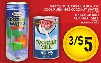 Food Basics Grace, mili, casablanca or cool runnings coconut water or grace or mili coconut milk offer