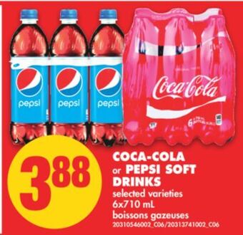 No Frills Coca-cola or pepsi soft drinks, 6x710 ml offer