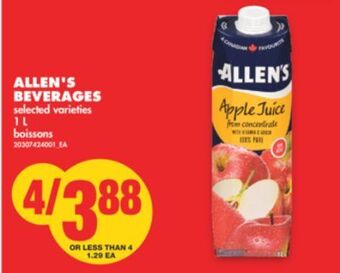 No Frills Allen's beverages, 1 l offer