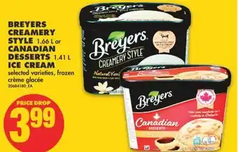 No Frills Breyers creamery style 1.66 l or canadian desserts 1.41 l ice cream offer