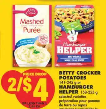 No Frills Betty crocker potatoes, 141-245 g or hamburger helper, 158-255 g offer