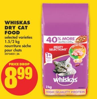 No Frills Whiskas dry cat food, 1.5/2 kg offer