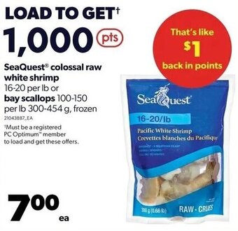 Real Canadian Superstore Seaquest colossal raw white shrimp offer