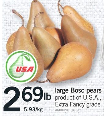 Fortinos Large bosc pears offer