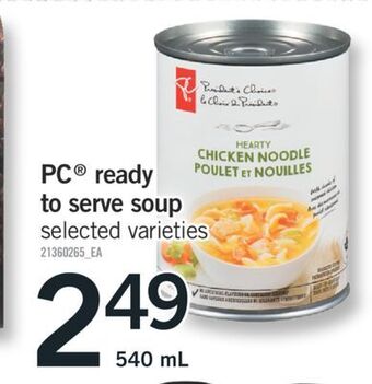 Fortinos Pc® ready to serve soup, 540 ml offer