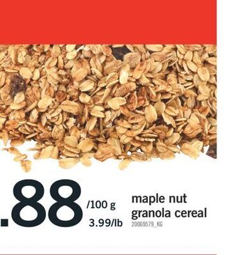 Fortinos Maple nut granola cereal offer