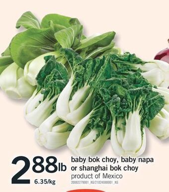 Fortinos Baby bok choy, baby napa or shanghai bok choy offer