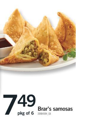Fortinos Brar's samosas, pkg of 6 offer